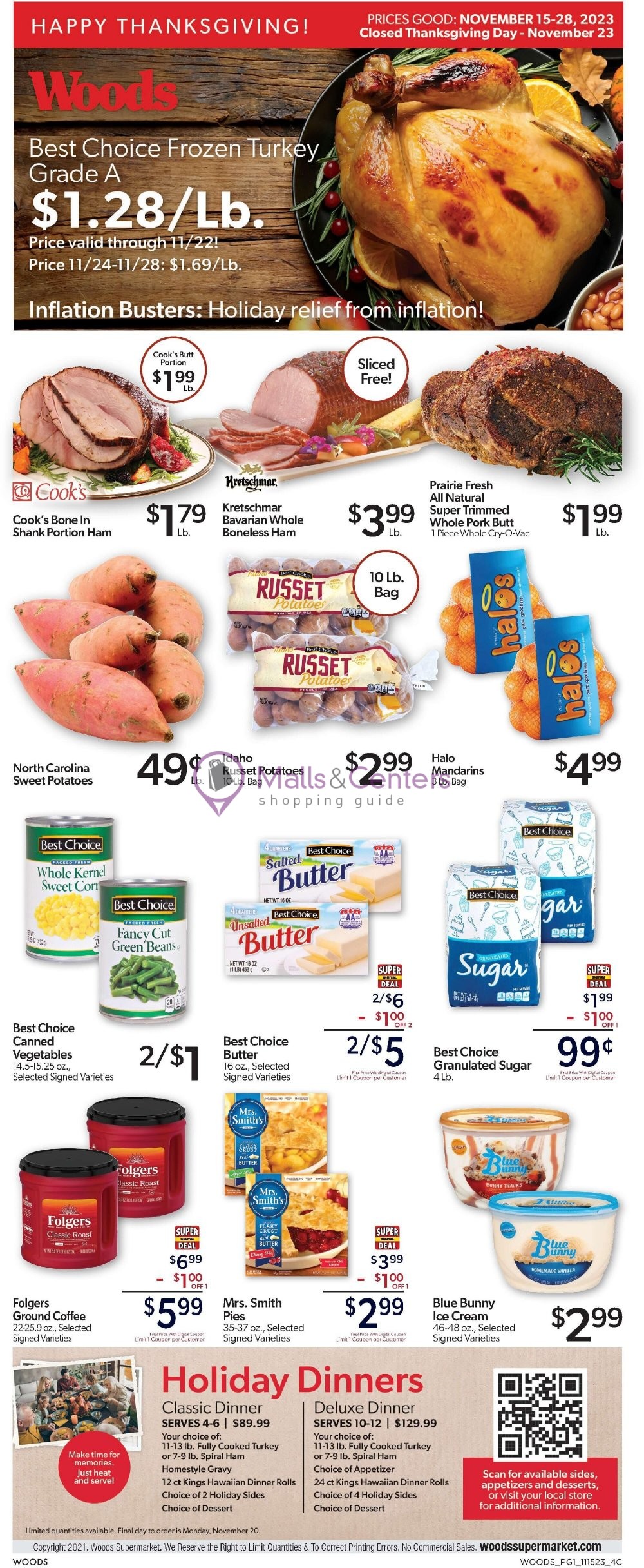 Woods Supermarket Weekly ad valid from 11/15/2023 to 11/28/2023